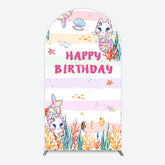 Aperturee - Aperturee Mermaid Cat Cartoon Happy Birthday Arch Backdrop